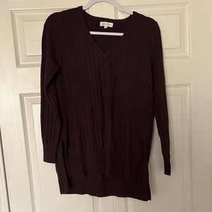 Grace & Lace Deep Brown V-Neck Sweater